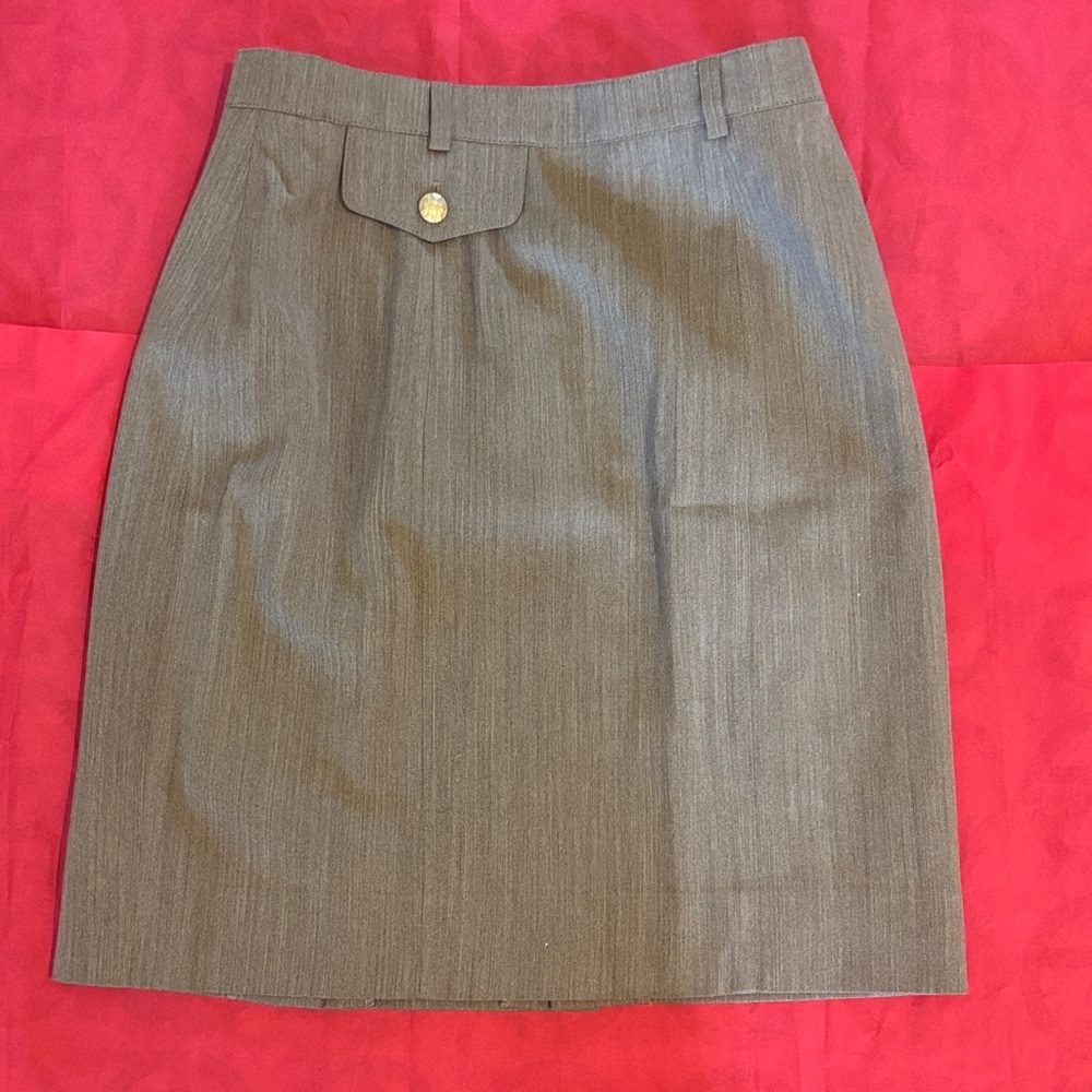 Escada Gray Pencil Skirt with Gold Button
